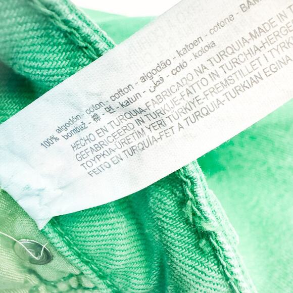 Zara Green Color Wide Leg Frayed Hem Denim Jeans Zip Fly Size 2 - Picture 7 of 8